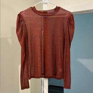 Rust Sheer Long Sleeve Top